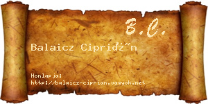 Balaicz Ciprián névjegykártya